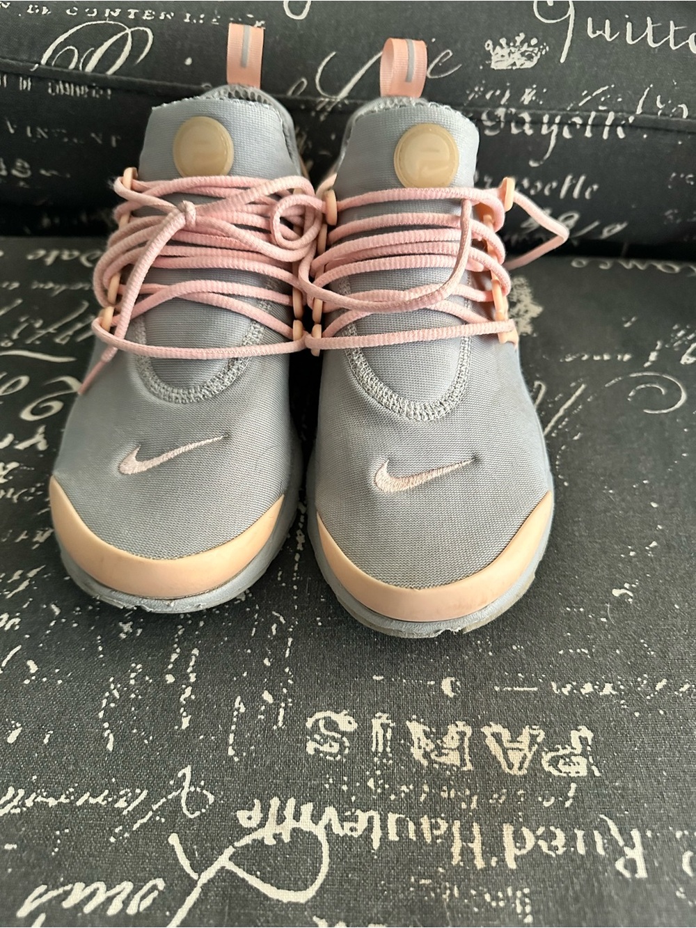 Nike Girls Grey and Light Pink Athletic Sneakers